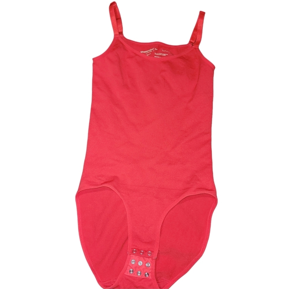Shapermint Essentials All Day Every Day Scoop Neck Red Bodysuit Small
